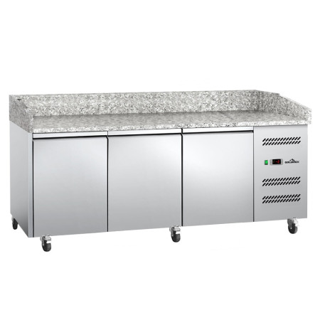 Meuble à pizza réfrigéré Tropicalisée avec granit 3 portes IDEAL - GOLDINOX
