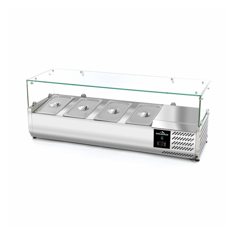 Vitrine à ingrédients réfrigérée 1200x395mm (4x GN1/3) PREMIUM - GOLDINOX