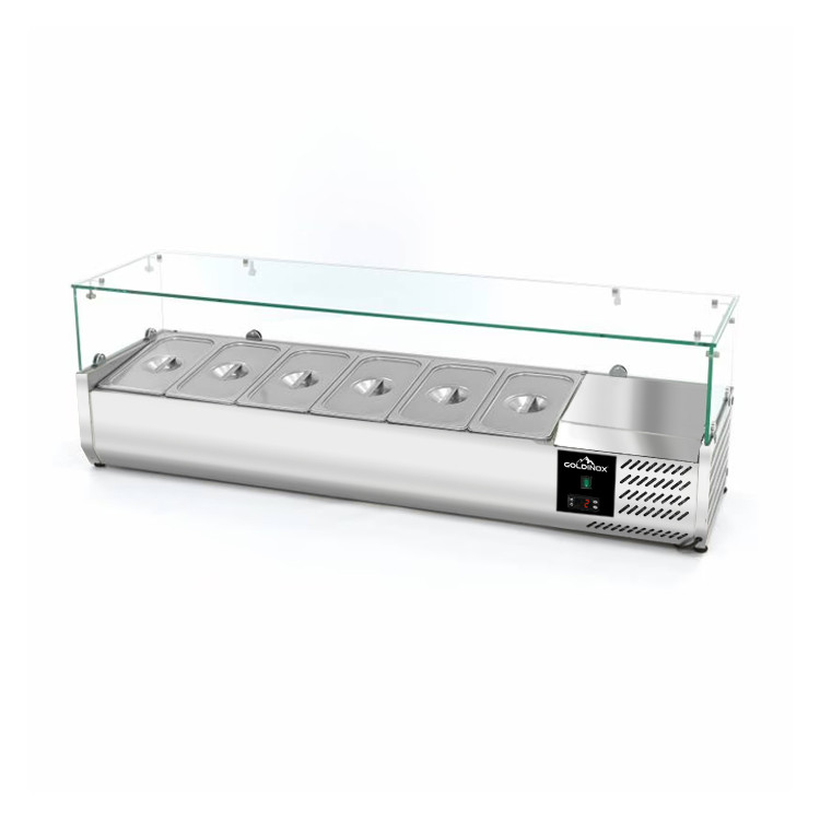Vitrine à ingrédients réfrigérée 1400x335mm (6x GN1/4) PREMIUM - GOLDINOX