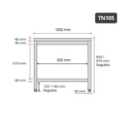 Table inox 1000 x 500 mm / GOLDINOX