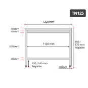 Table inox 1200 x 500 mm / GOLDINOX