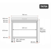 Table inox 700 x 500 mm adossée / GOLDINOX