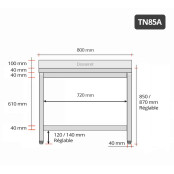 Table inox 800 x 500 mm adossée / GOLDINOX