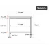 Table inox 600 x 500 mm sur roulettes / GOLDINOX