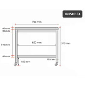 Table inox 700 x 500 mm sur roulettes / GOLDINOX