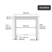 Table inox 700 x 500 mm avec renfort / GOLDINOX