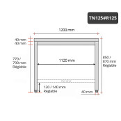 Table inox 1200 x 500 mm avec renfort / GOLDINOX