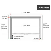 Table inox 1600 x 500 mm avec renfort / GOLDINOX