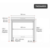 Table inox 500 x 500 mm adossée avec renfort / GOLDINOX