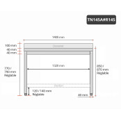 Table inox 1400 x 500 mm adossée avec renfort / GOLDINOX