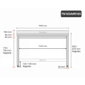 Table inox 1600 x 500 mm adossée avec renfort / GOLDINOX