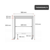 Table inox 500 x 500 mm avec renfort sur roulettes / GOLDINOX