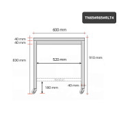 Table inox 600 x 500 mm avec renfort sur roulettes / GOLDINOX