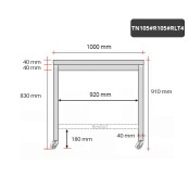 Table inox 1000 x 500 mm avec renfort sur roulettes / GOLDINOX