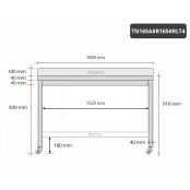 Table inox 1600 x 500 mm adossée avec renfort sur roulettes / GOLDINOX