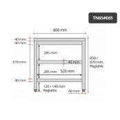 Table inox 600 x 500 mm avec 2 étagères / GOLDINOX