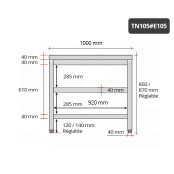 Table inox 1000 x 500 mm avec 2 étagères / GOLDINOX