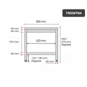 Table inox soubassement 500 x 500 mm / GOLDINOX