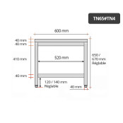 Table inox soubassement 600 x 500 mm / GOLDINOX