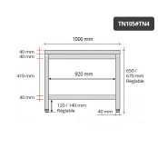 Table inox soubassement 1000 x 500 mm / GOLDINOX