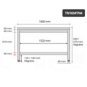 Table inox soubassement 1600 x 500 mm / GOLDINOX