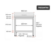 Table inox soubassement 500 x 500 mm adossée / GOLDINOX