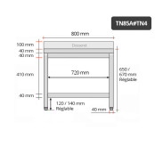 Table inox soubassement 800 x 500 mm adossée / GOLDINOX