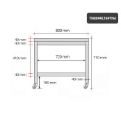 Table inox soubassement 800 x 500 mm sur roulettes / GOLDINOX 