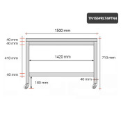 Table inox soubassement 1500 x 500 mm sur roulettes / GOLDINOX 