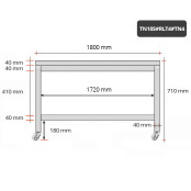 Table inox soubassement 1800 x 500 mm sur roulettes / GOLDINOX 