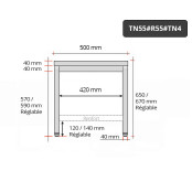 Table inox soubassement 500 x 500 mm avec renfort / GOLDINOX