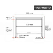 Table inox soubassement 1200 x 500 mm avec renfort / GOLDINOX