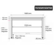 Table inox soubassement 1600 x 500 mm avec renfort / GOLDINOX