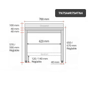 Table inox soubassement 700 x 500 mm adossée avec renfort / GOLDINOX