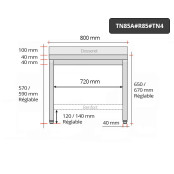 Table inox soubassement 800 x 500 mm adossée avec renfort / GOLDINOX