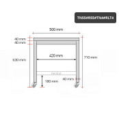 Table inox soubassement 500 x 500 mm avec renfort sur roulettes / GOLDINOX