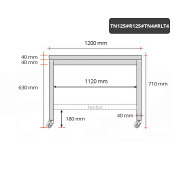 Table inox soubassement 1200 x 500 mm avec renfort sur roulettes / GOLDINOX