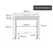 Table inox soubassement 700 x 500 mm adossée avec renfort sur roulettes / GOLDINOX