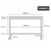 Table inox 2000 x 600 mm sur roulettes PREMIUM / GOLDINOX