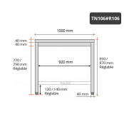 Table inox 1000 x 600 mm avec renfort PREMIUM / GOLDINOX