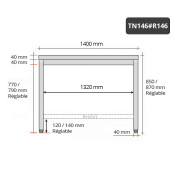 Table inox 1400 x 600 mm avec renfort PREMIUM / GOLDINOX