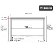 Table inox 1800 x 600 mm avec renfort PREMIUM / GOLDINOX