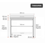 Table inox 800 x 600 mm adossée avec renfort PREMIUM / GOLDINOX