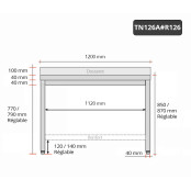 Table inox 1200 x 600 mm adossée avec renfort PREMIUM / GOLDINOX