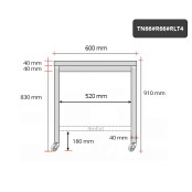 Table inox 600 x 600 mm avec renfort sur roulettes PREMIUM / GOLDINOX