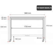 Table inox 1800 x 600 mm avec renfort sur roulettes / GOLDINOX