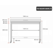 Table inox 1400 x 600 mm adossée avec renfort sur roulettes / GOLDINOX