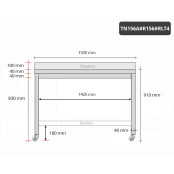 Table inox 1500 x 600 mm adossée avec renfort sur roulettes / GOLDINOX