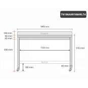 Table inox 1800 x 600 mm adossée avec renfort sur roulettes / GOLDINOX