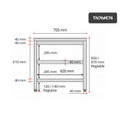 Table inox 700 x 600 mm avec 2 étagères / GOLDINOX